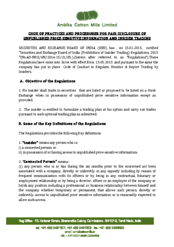 Code of Practices insider