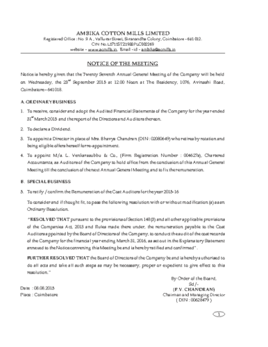 ACML Annual Report 2015 notice