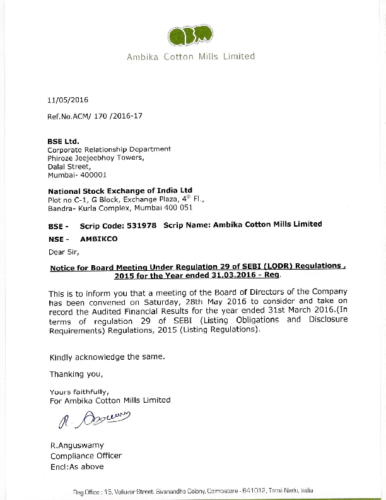 Notice Board Meeting 28May15