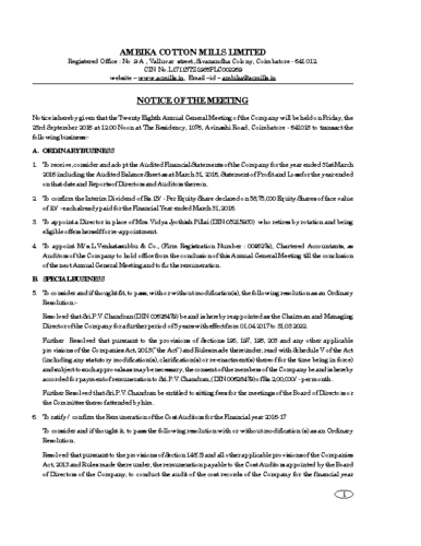 Notice of the 28th AGM