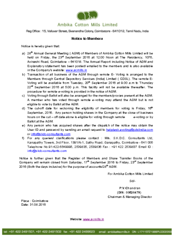 notice agm 2016