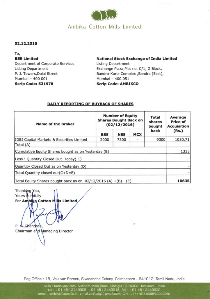 Buyback daily report 02.01.2016