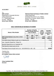 Buyback daily Report 16.12.2016