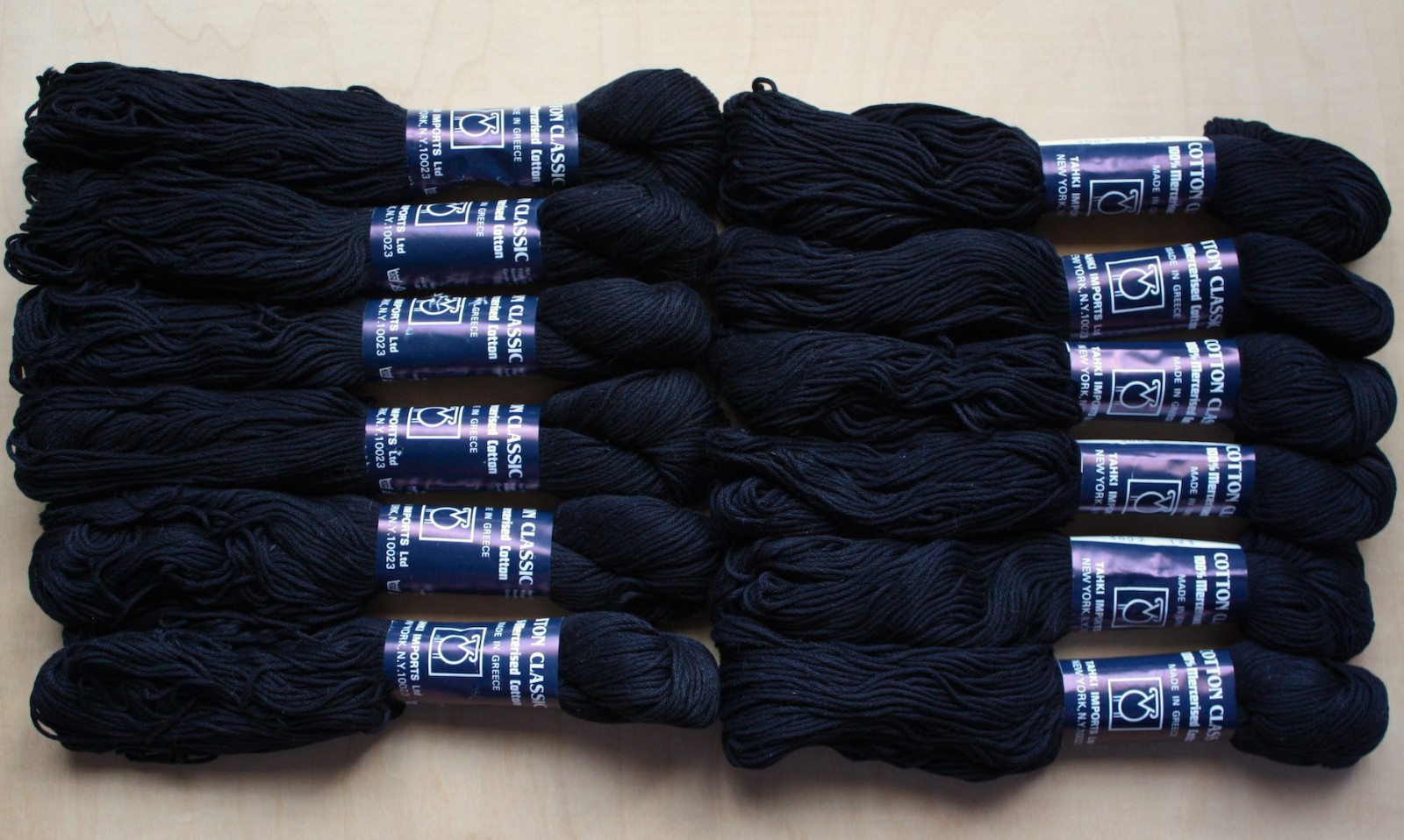 Tahki Cotton Classic Yarn 12 Skeins New 3002 Black