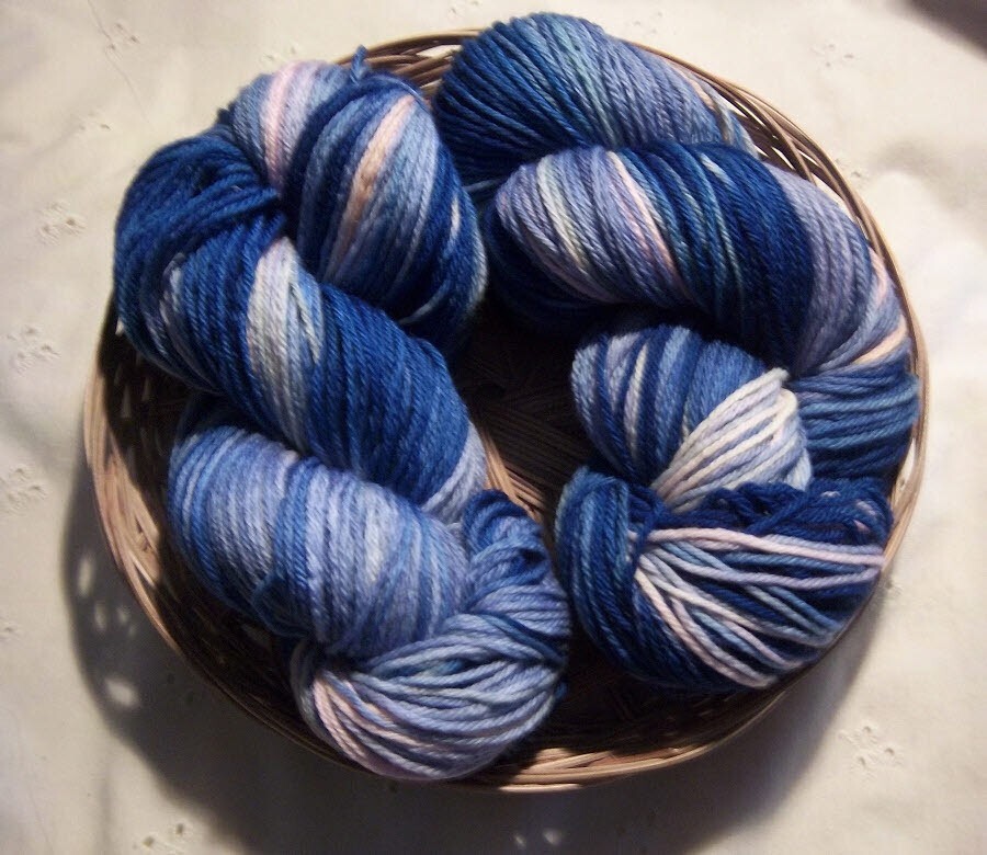 hand dyed ~ SW merino wool / nylon ~ DK light worsted ~ 2 skeins [3-DK]