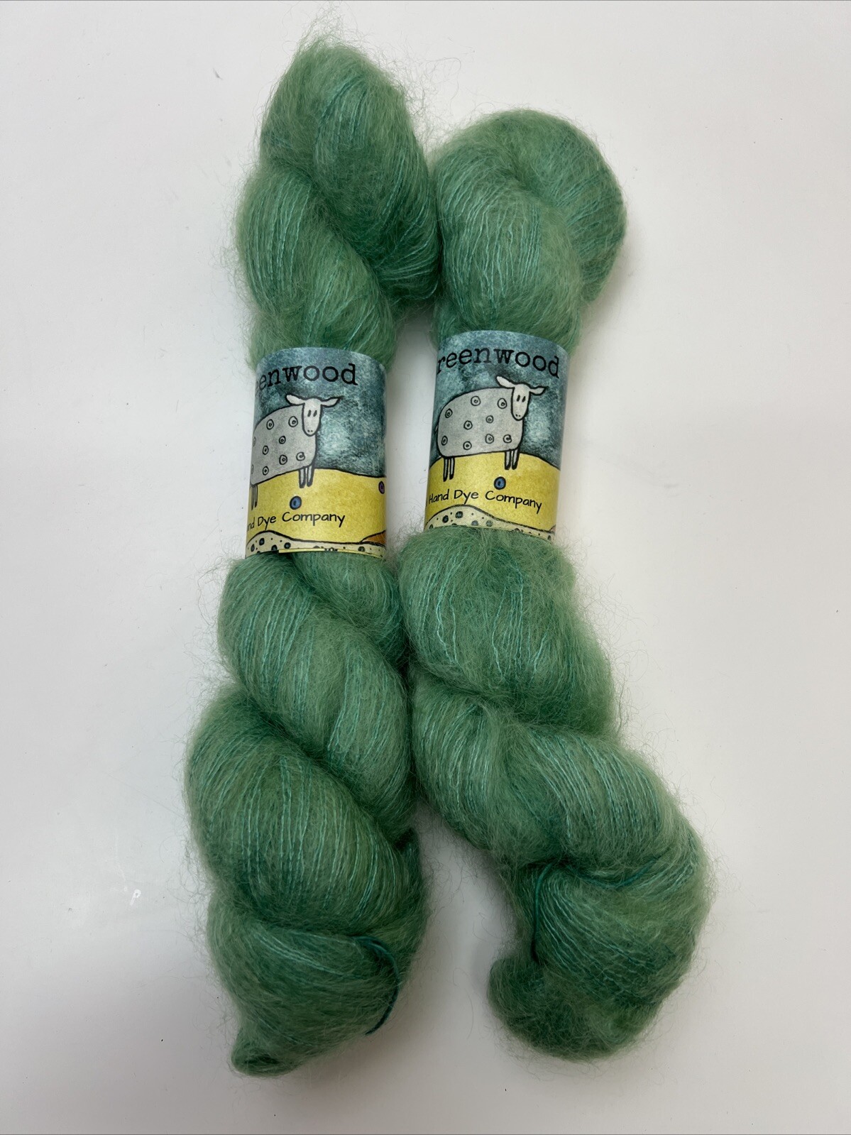 2 Greenwood Fine Fluff Seafoam color, Kid Mohair Yarn 2.8 %Silk, 459yds 50g,