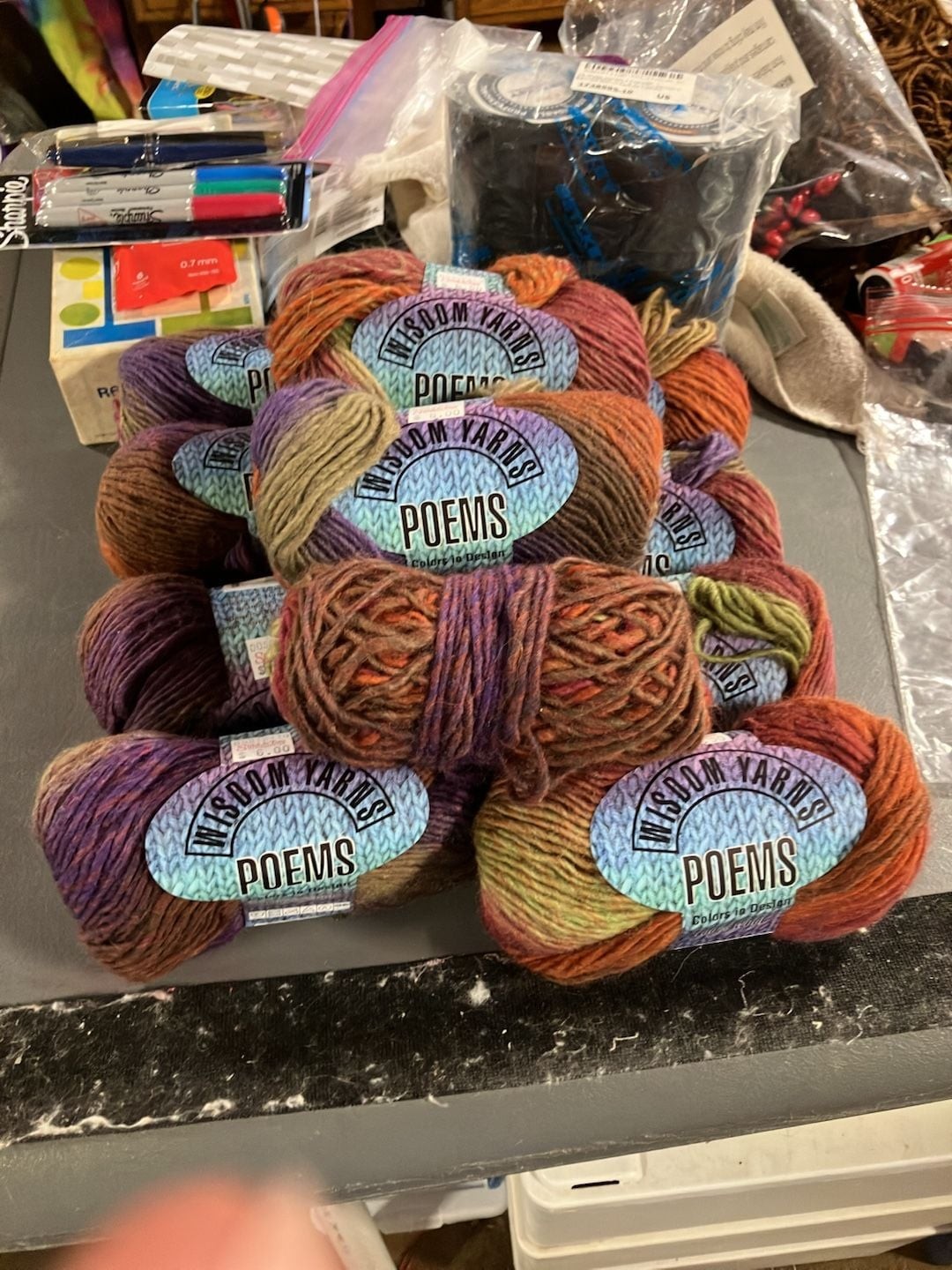 Lot of 10.5 Wisdom Yarns Poems Yarn Skeins Multi-Color Wool Blend