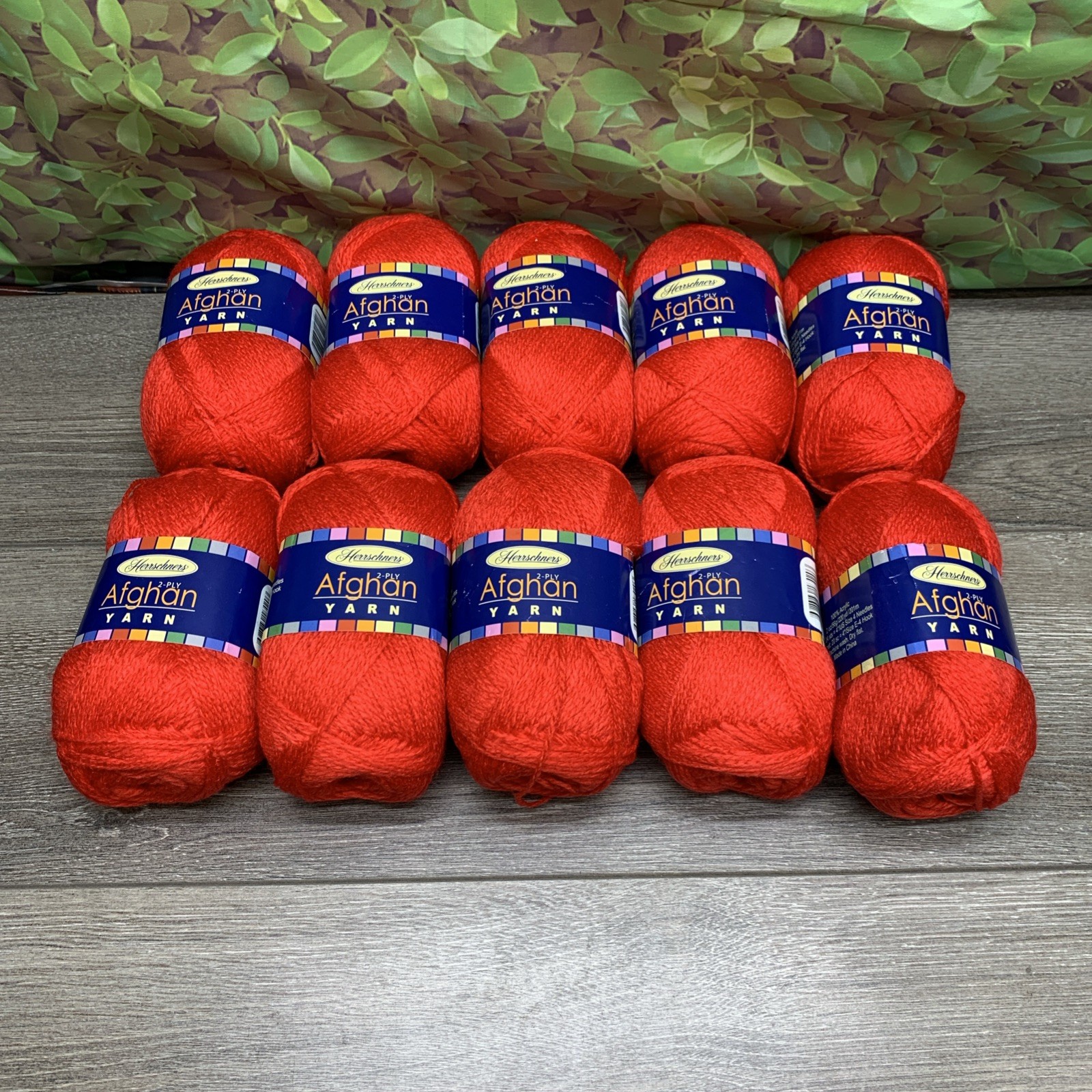 Herrschners 2-Ply Afghan Yarn Victrn Red #0002 2oz Skein Lot of 10 New