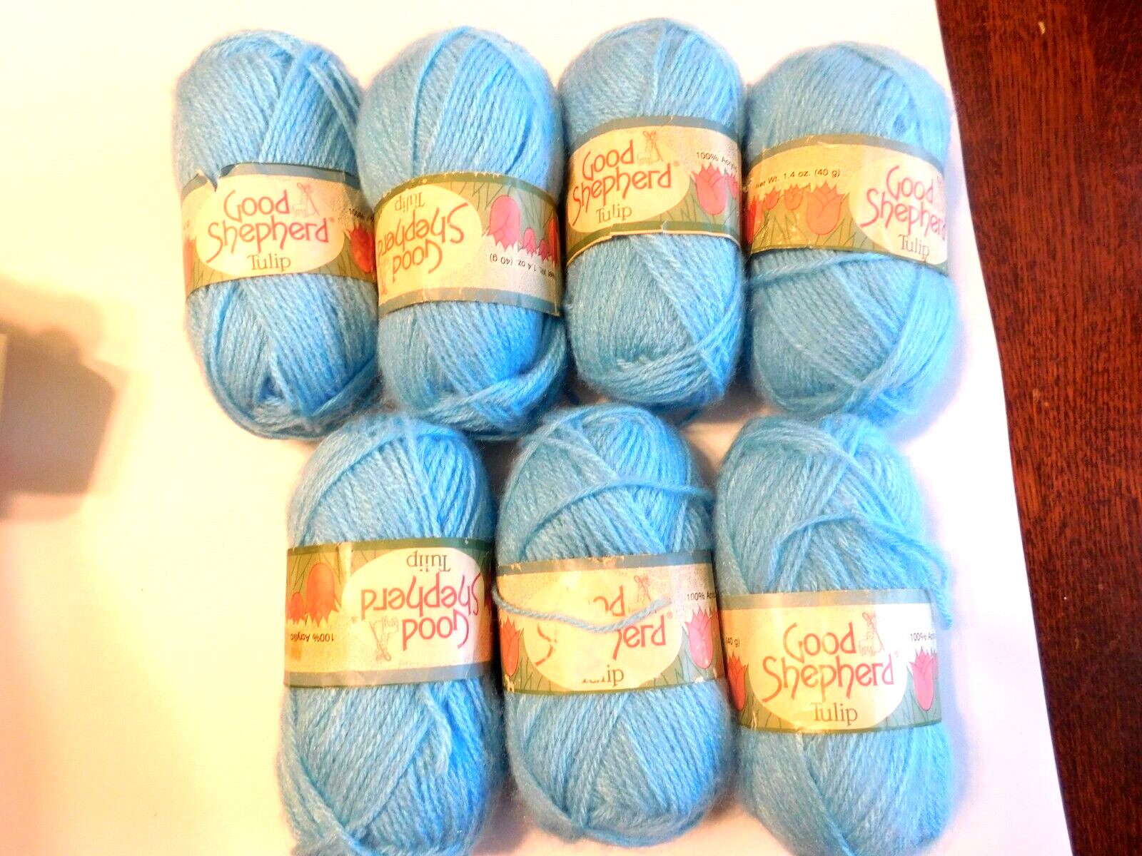 7 NEW SKEINS OF GOOD SHEPPERD TULIP YARN, BLUE
