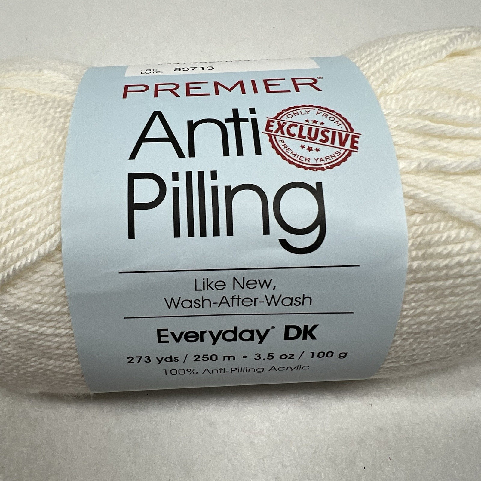 Premier Yarn Anti Pilling Everyday DK WHITE Light 3 Wt Acrylic 273 Yds Lot 83713
