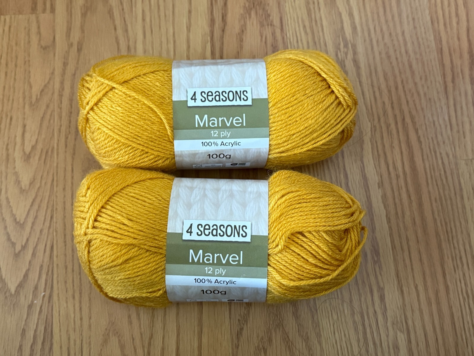 4 Seasons – Marvel 12ply Acrylic Yarn – Amber (Mustard) – Lot of 2