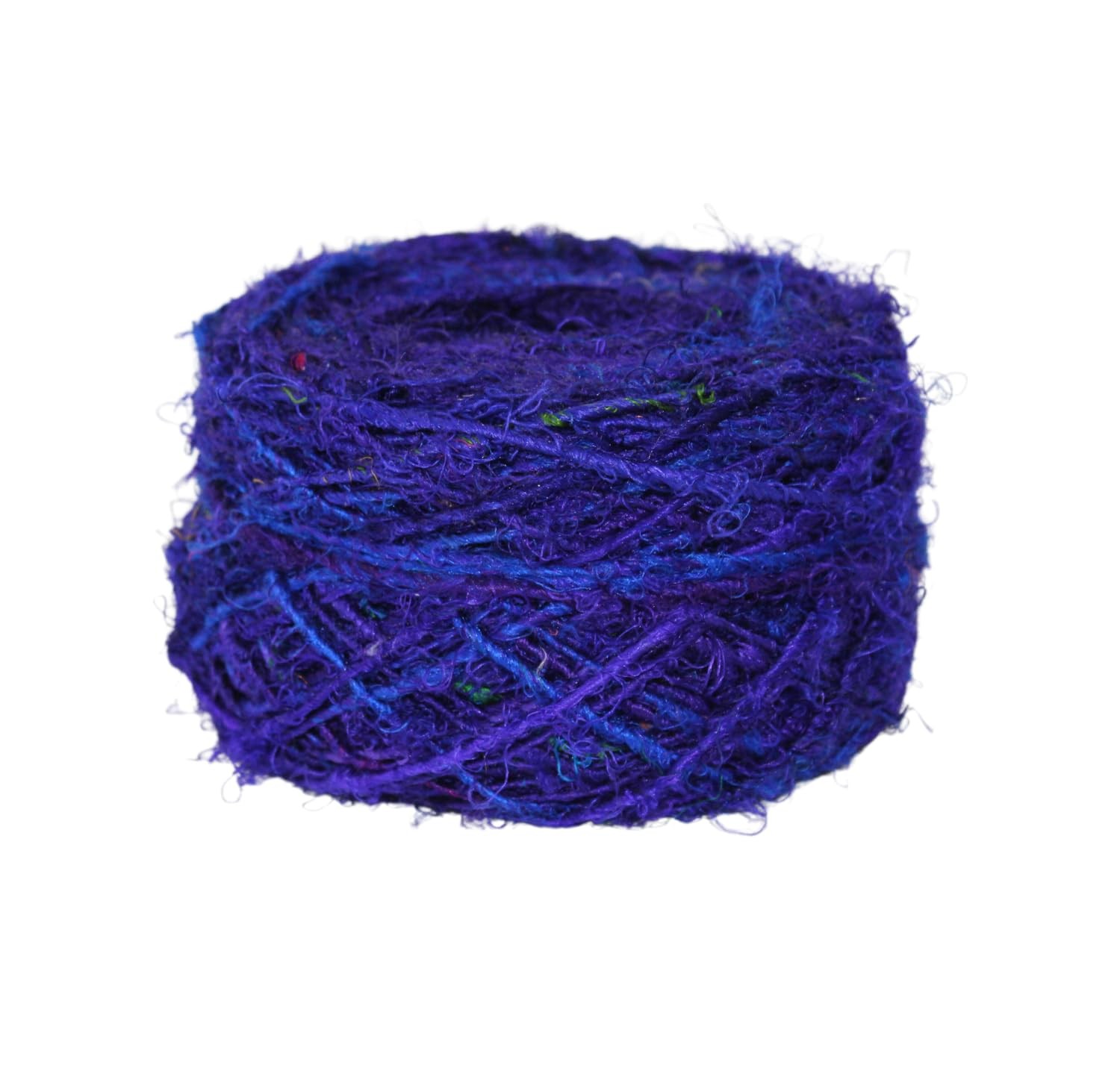 Recycled Sari Silk Yarn – Solid Color Royal Blue (100 Grams)