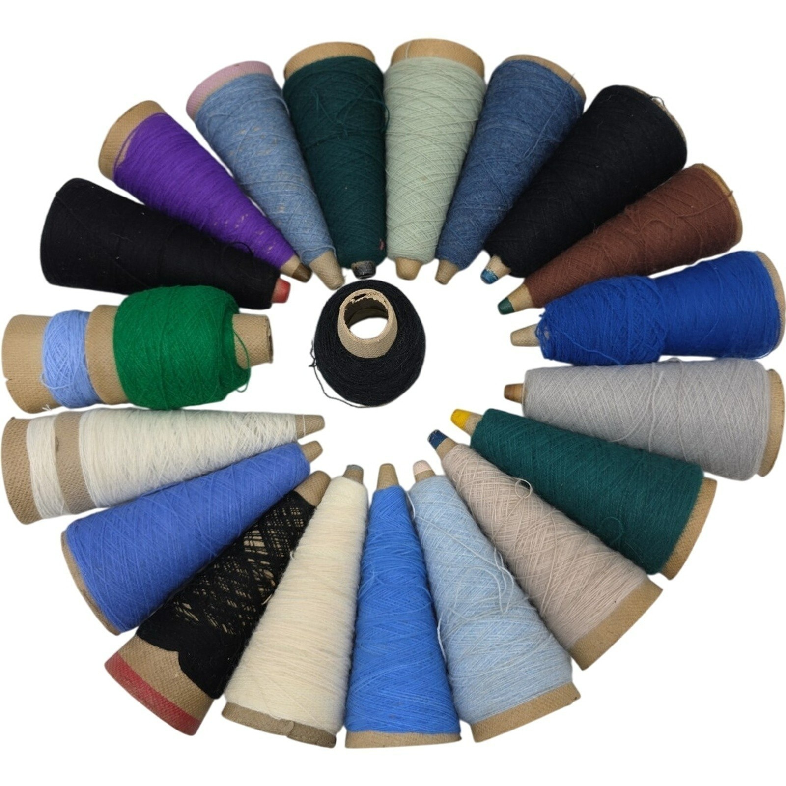 Vintage Yarn Cone Lot 22 Mixed Colors Knitting Crochet Craft