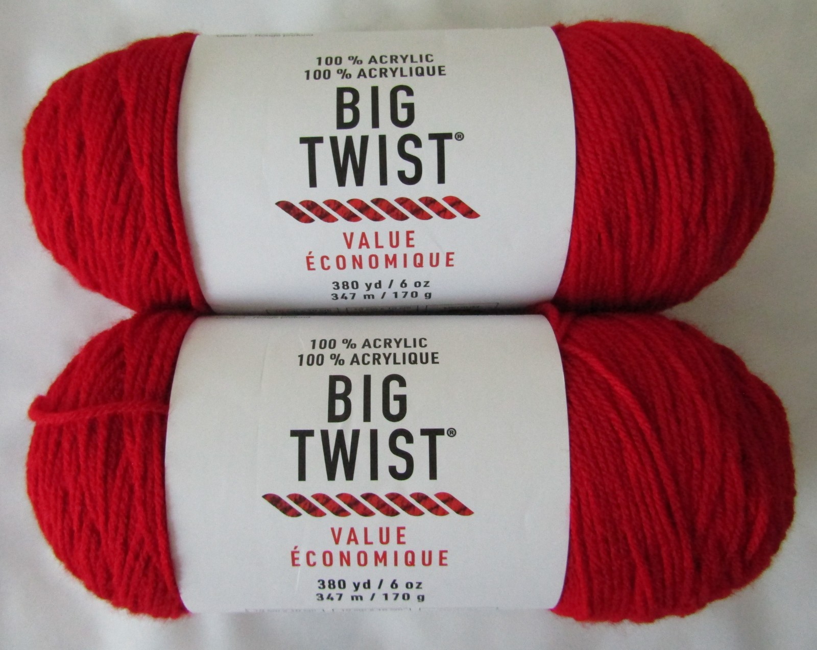 BIG TWIST Value Yarn Deep Red – 380 Yards – 6oz – #4 Medium Worsted – 2 Skeins