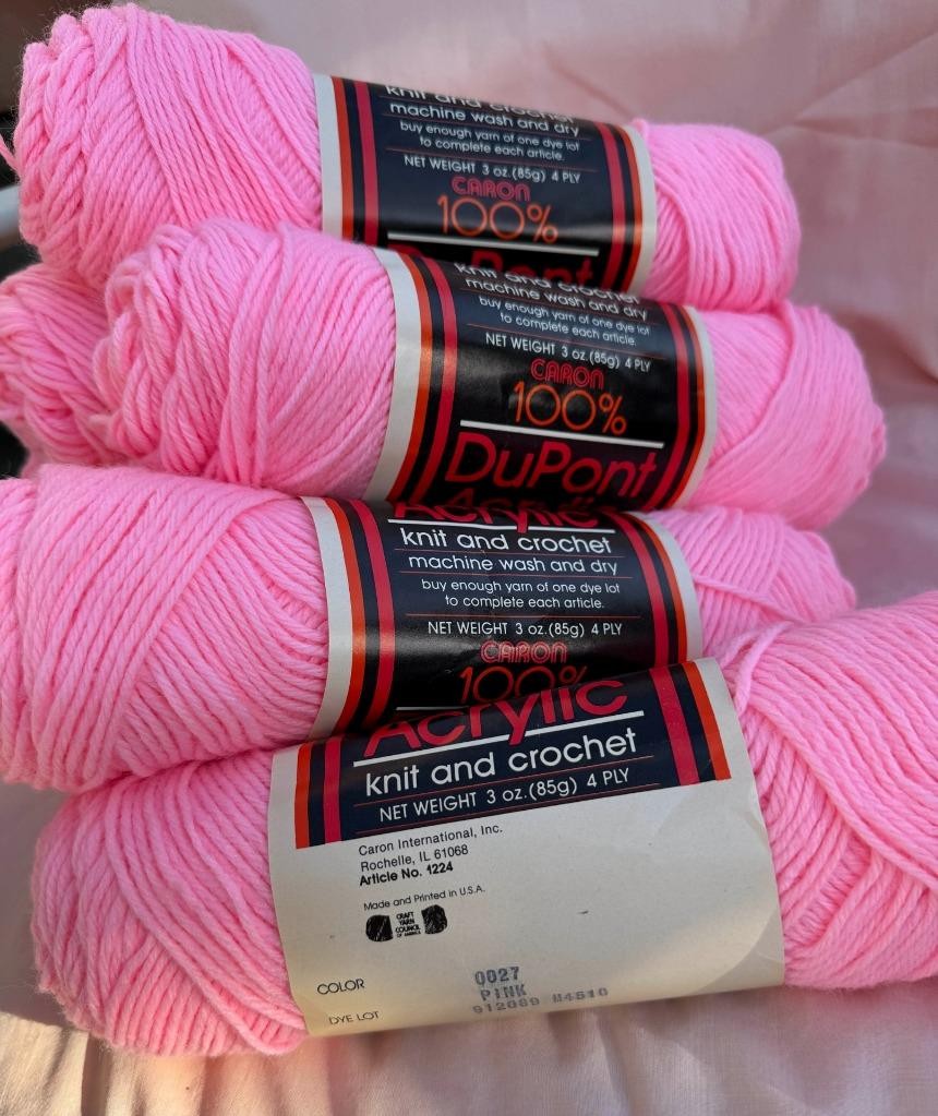 10 Caron Yarn Pink 100% DuPont Acrylic Vintage 4-ply Same Dye Lot USA 3oz Skeins