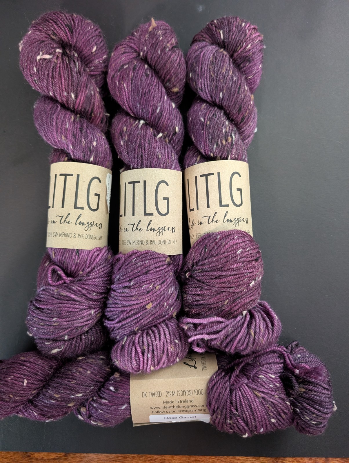 Destash -hand dyed yarn lot of 4 skeins, LITLG Life in the Long Grass DK Tweed