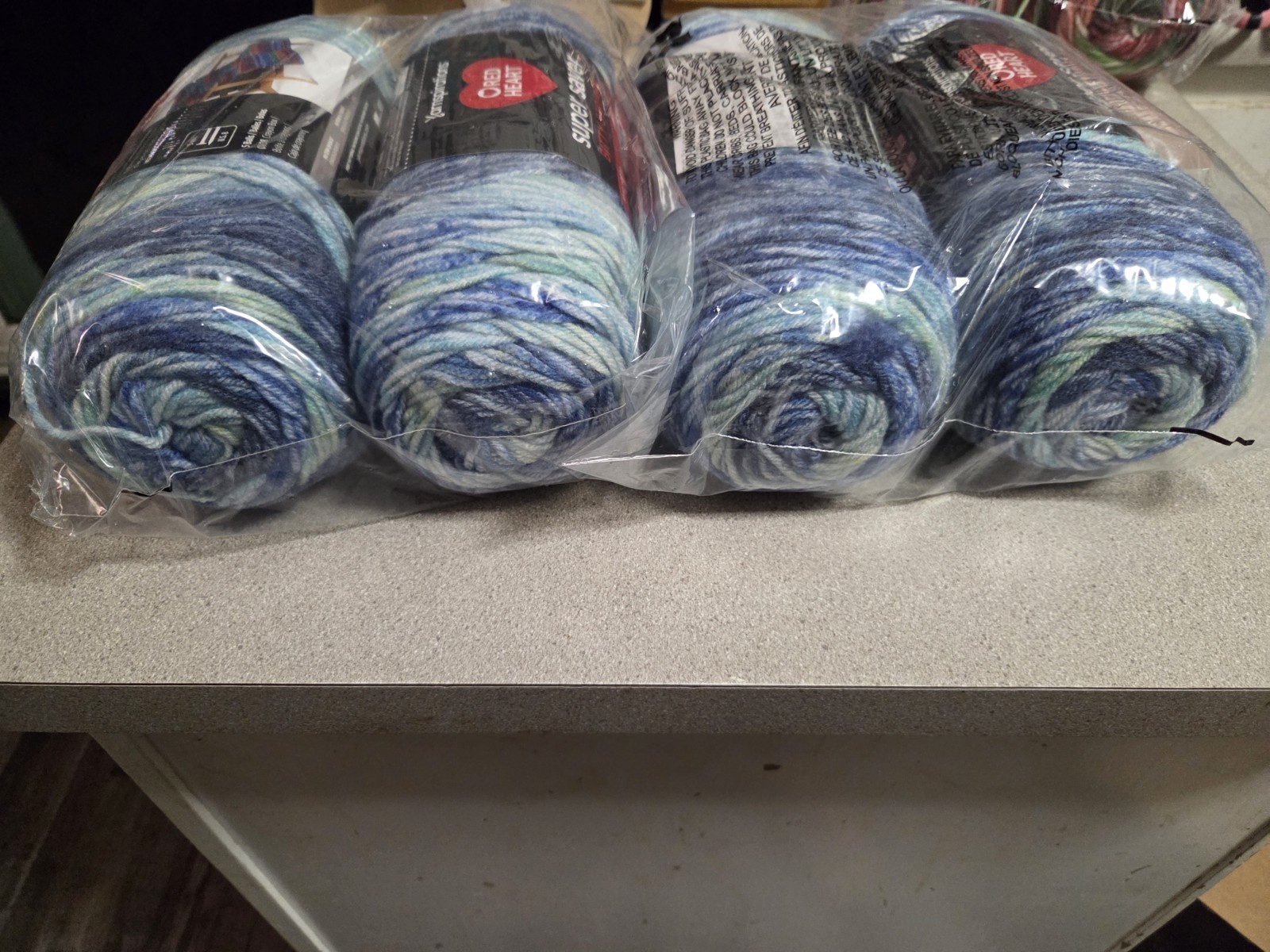Red Heart Bitty Stripes Yarn 4 Skeins Dawn 100 Percent Acrylic
