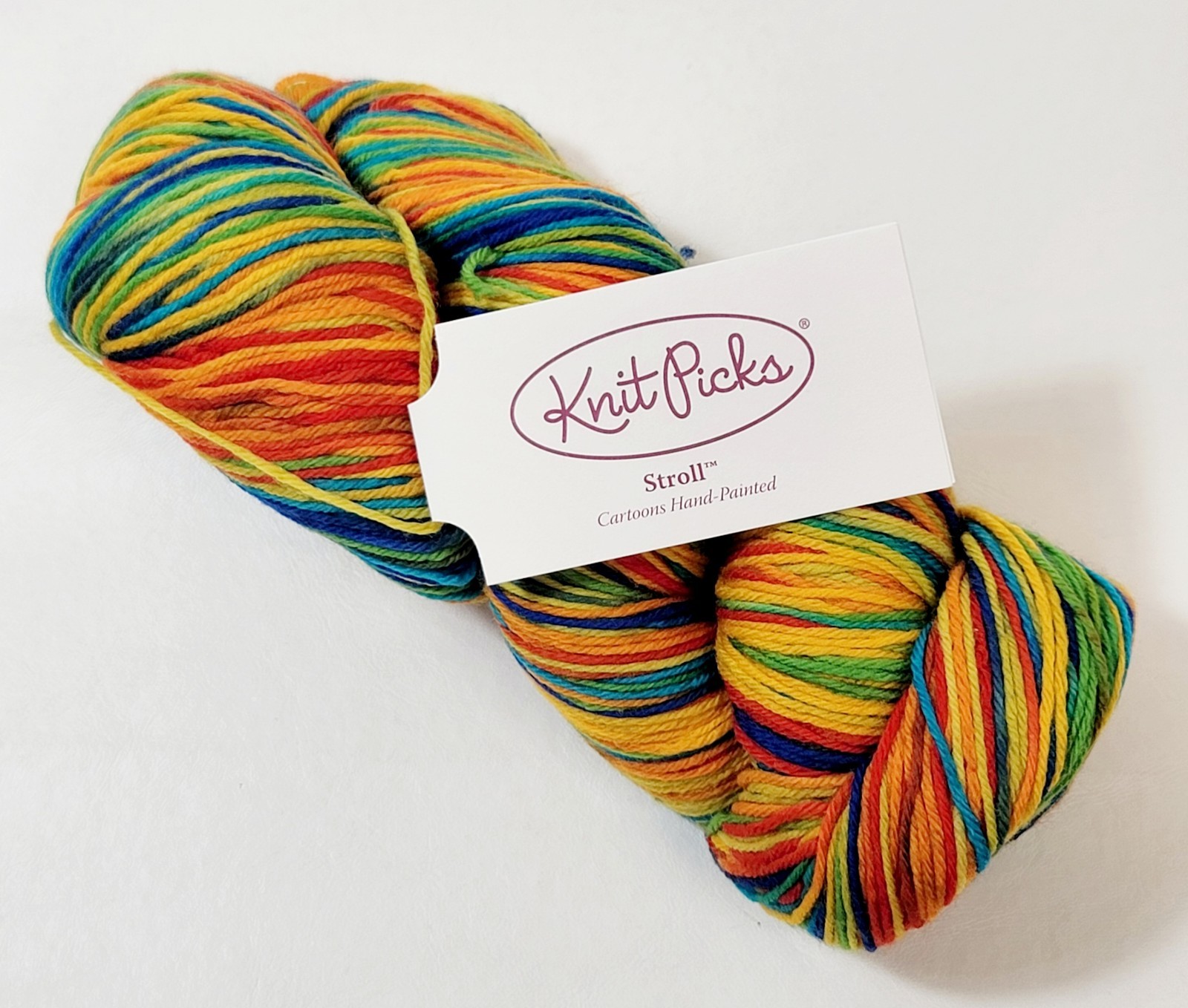 Cartoons Hand Pntd Knit Picks Stroll Fingering Yarn 462yds/100gr Wool/Nylon