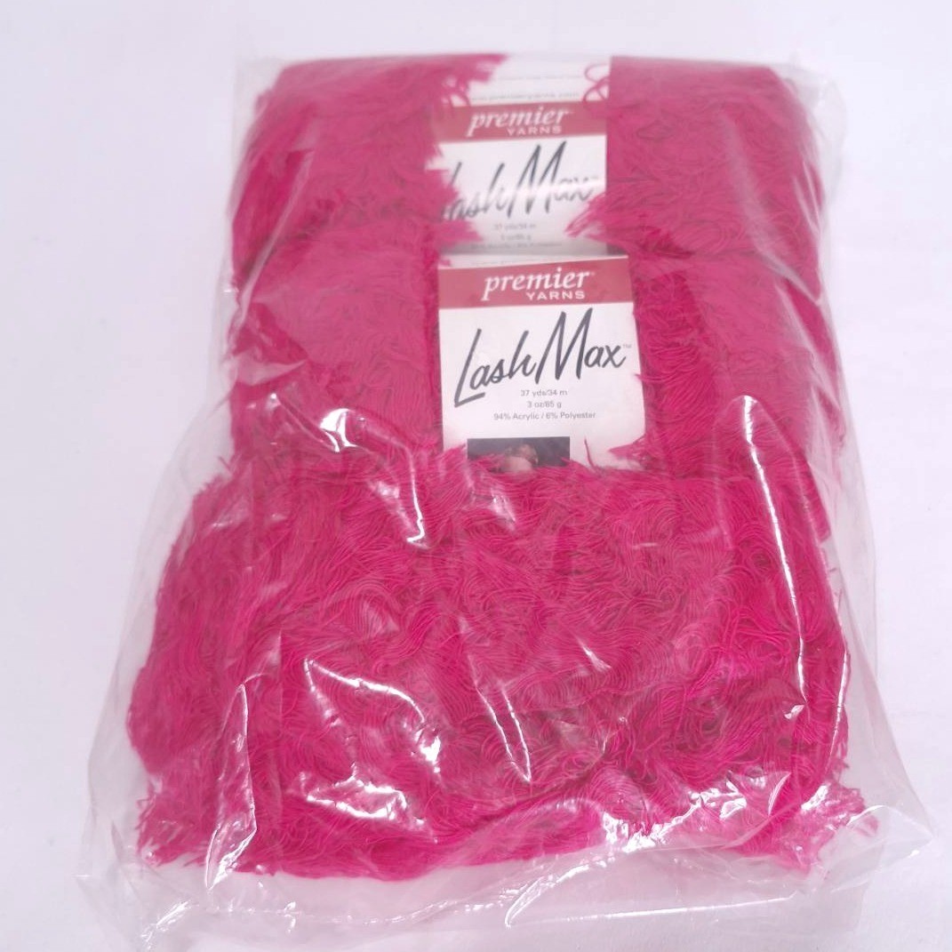 3 Skeins Premier Yarns Lash Max Power Pink 3 oz 37yds #6 Super Bulky Lot- Read