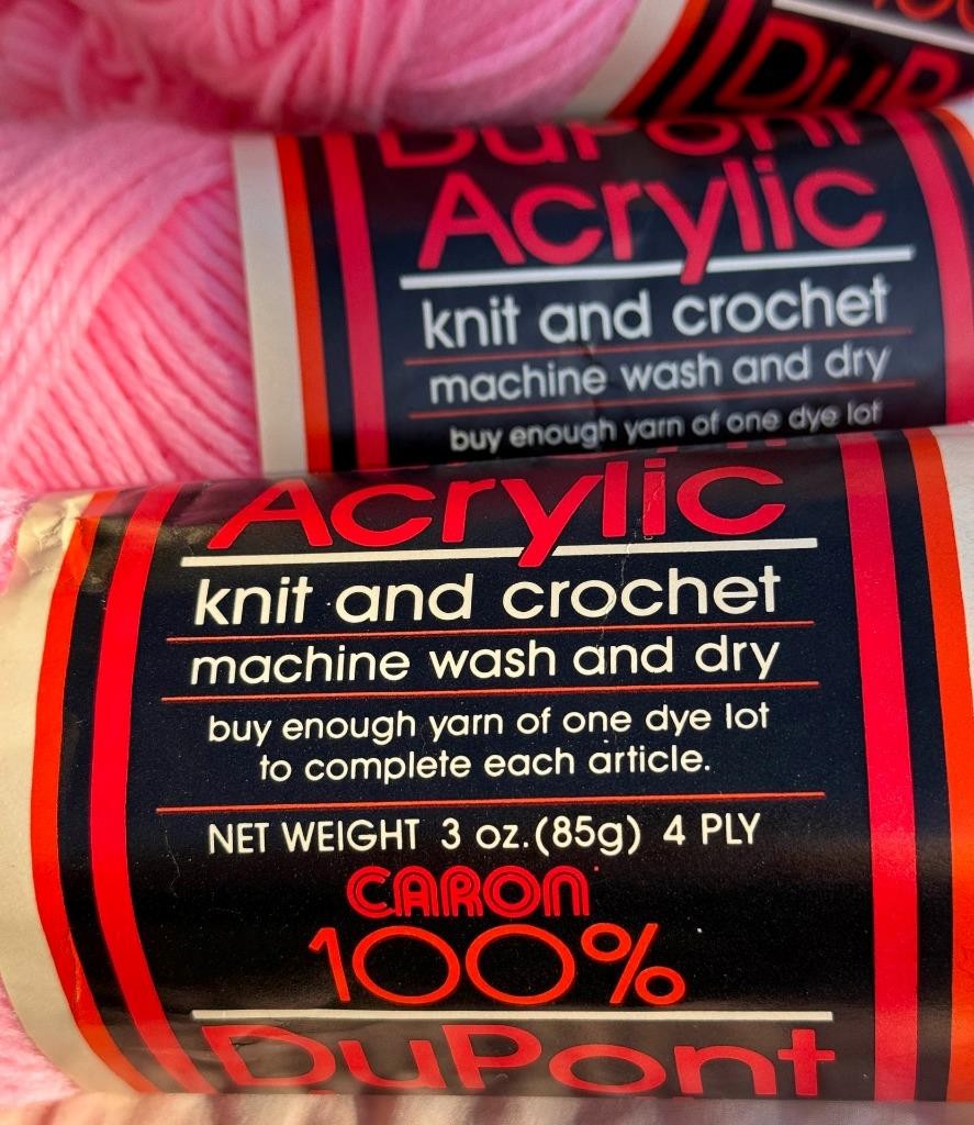 10 Caron Yarn Pink 100% DuPont Acrylic Vintage 4-ply Same Dye Lot USA 3oz Skeins