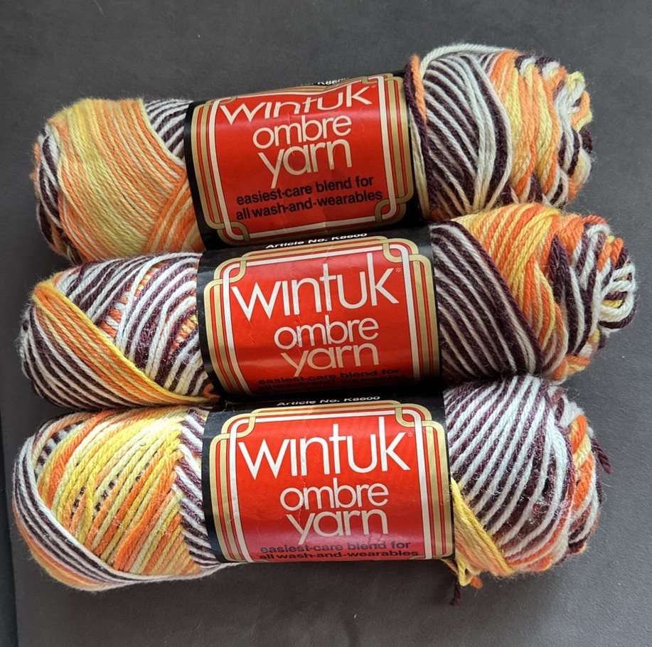 Lot of 3 Caron Wintuk Ombre Yarn 3547 fall ombré Vintage Orlon 3 full skeins