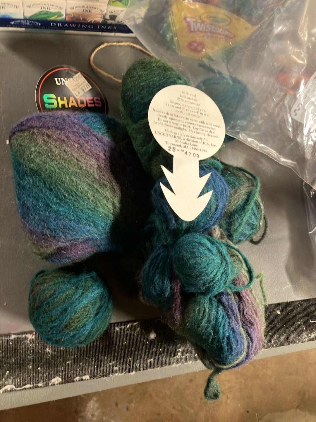 Unger Shades Wool Mohair Blend Yarn Multi-Color Teal Purple