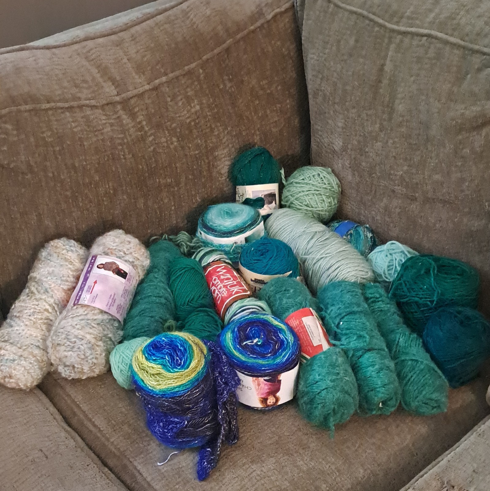 Mixed Lot Green Blue Acrylic Polyester Crochet Knitting Craft Yarn