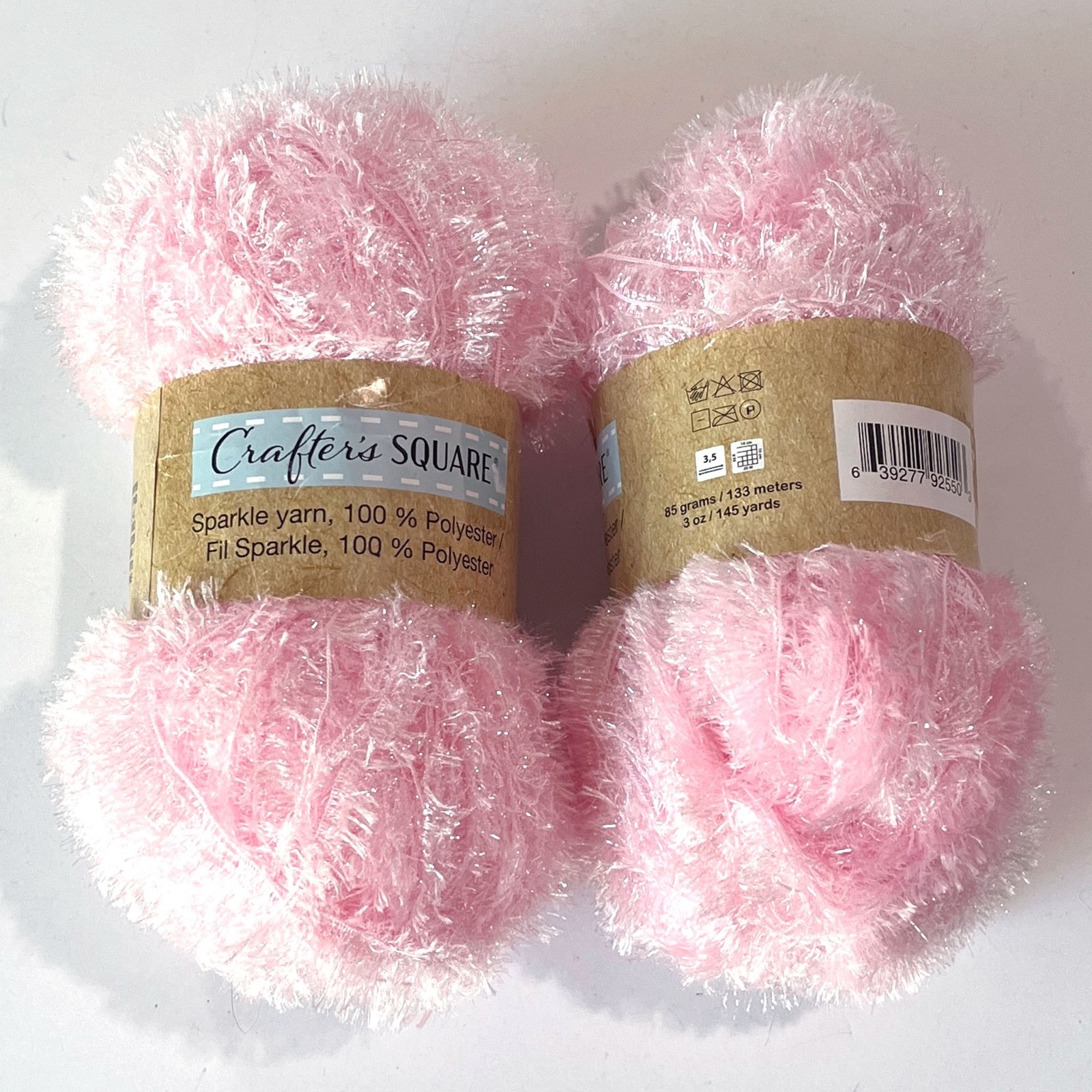 Sparkle Eyelash Yarn Light Pink by Crafter’s Square 100% Polyester – 2 Skeins