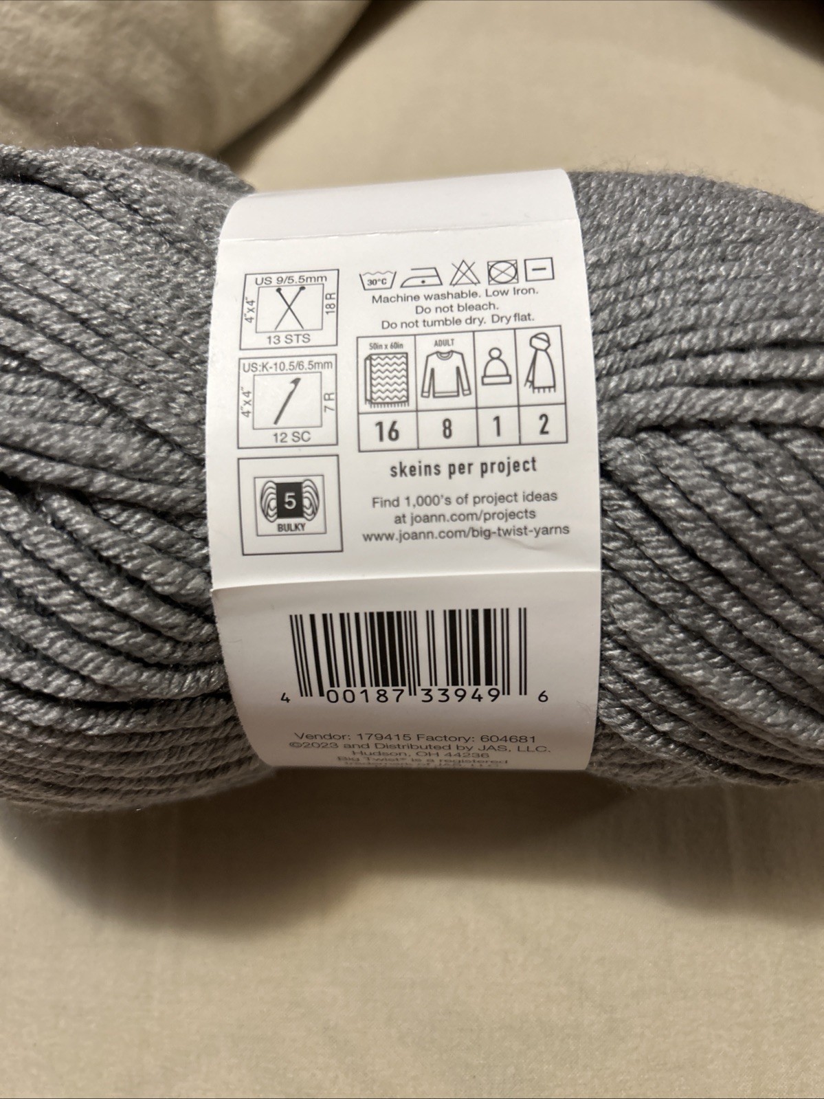 Big Twist Yarns Value Acrylic 380 Yds 6 Oz 170 G Medium Gray