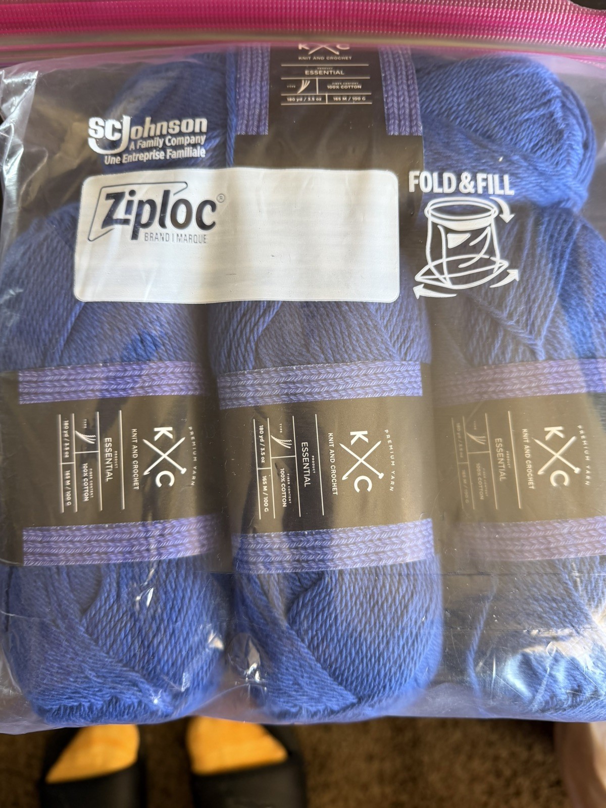 K & C Knit Crochet Essential 100% Cotton Yarn “Midnight” NEW Lot of 4