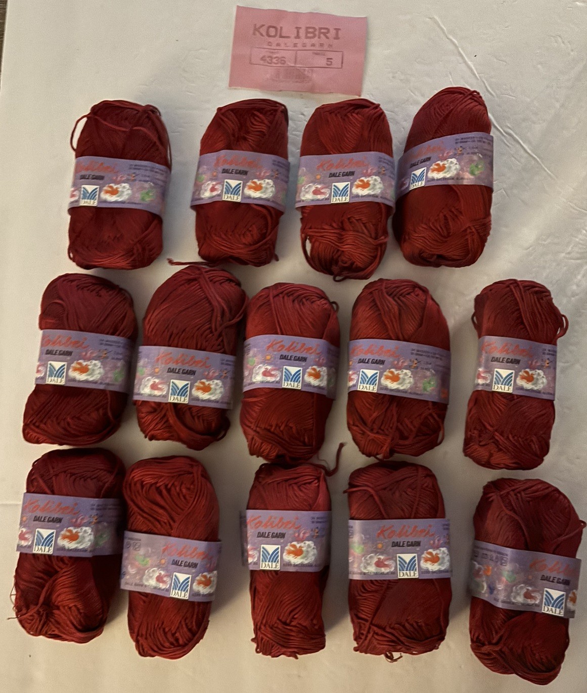 VTG KOLIBRI DALE GARN YARN – 14 SKEINS (burgundy/red ) 50 grams Cotton