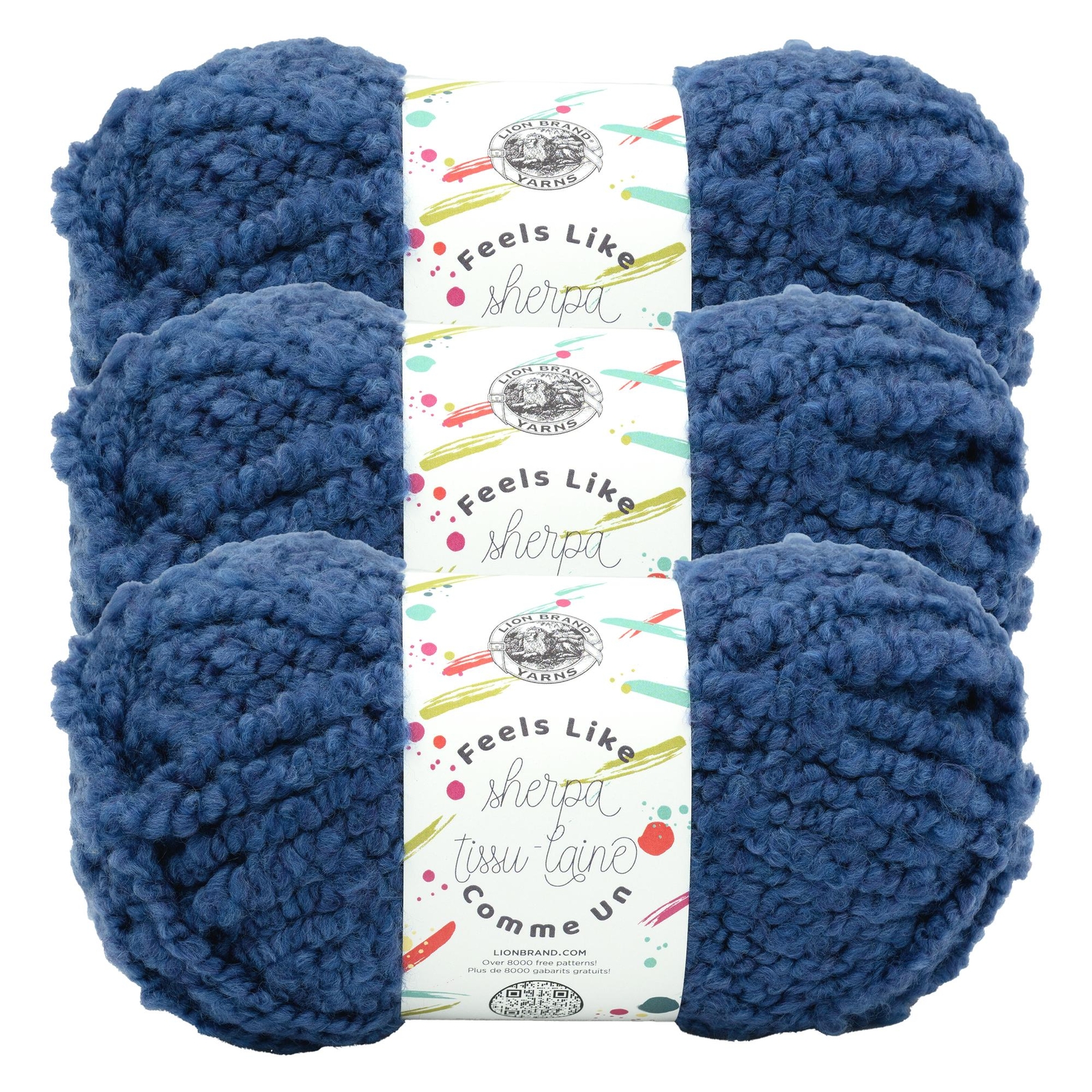 (3 Pack) Lion Brand Yarn 161-109AD Feels Like Sherpa Yarn, Coastal