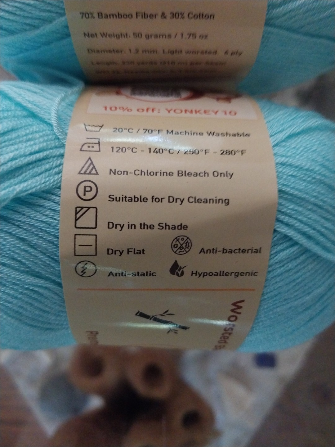 (5) Yonkey Monkey Yarn Baby Blue 70% Bamboo Fiber And 30% Cotton 1.75 Ounces