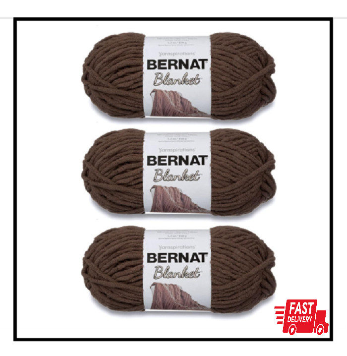 Bernat Blanket Taupe Yarn – 3 Pack of 150g/5.3oz – Polyester – 6 Super Bulky –