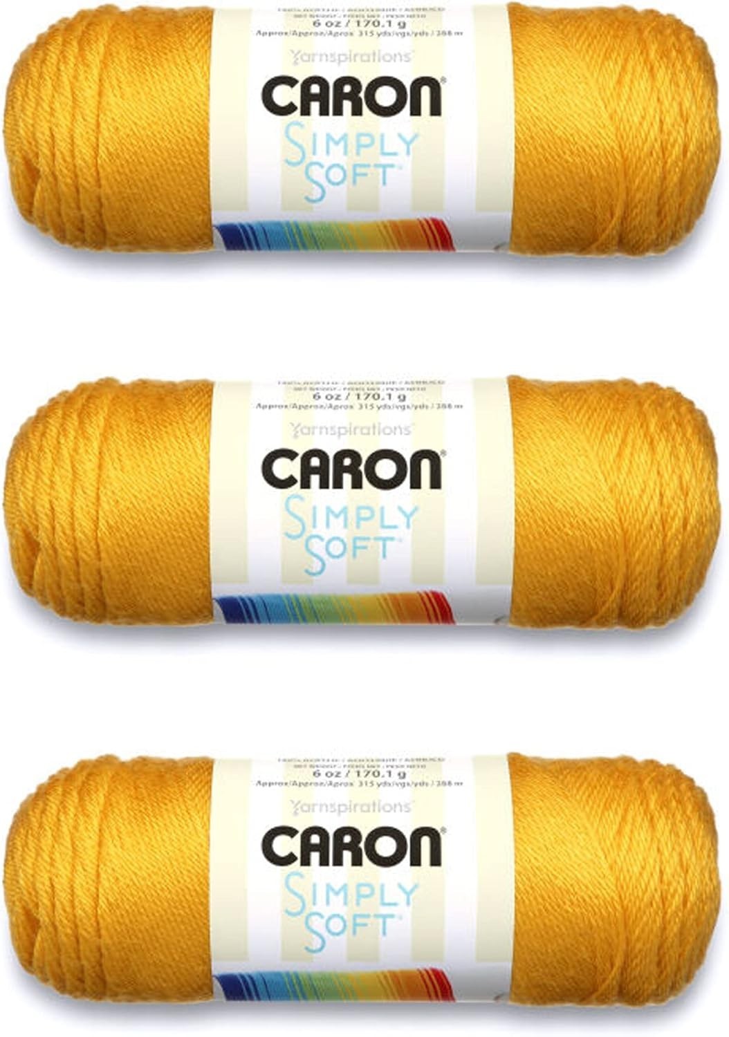 Caron Simply Soft Gold Acrylic Yarn 3x6oz 18oz Total Knitting Crochet Craft