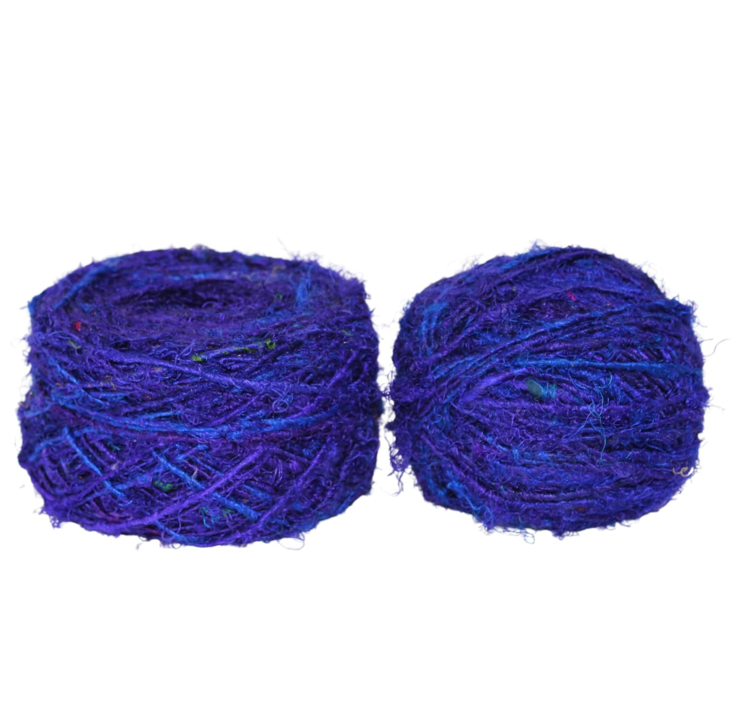 Recycled Sari Silk Yarn – Solid Color Royal Blue (100 Grams)