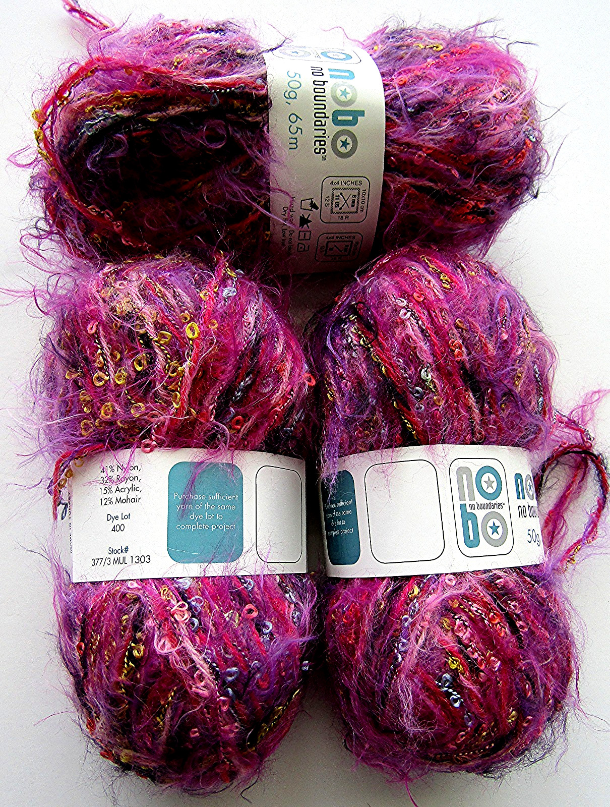 3x NOBO No Boundaries Yarn Dk Pink, Purple, Multi Color 3 skeins