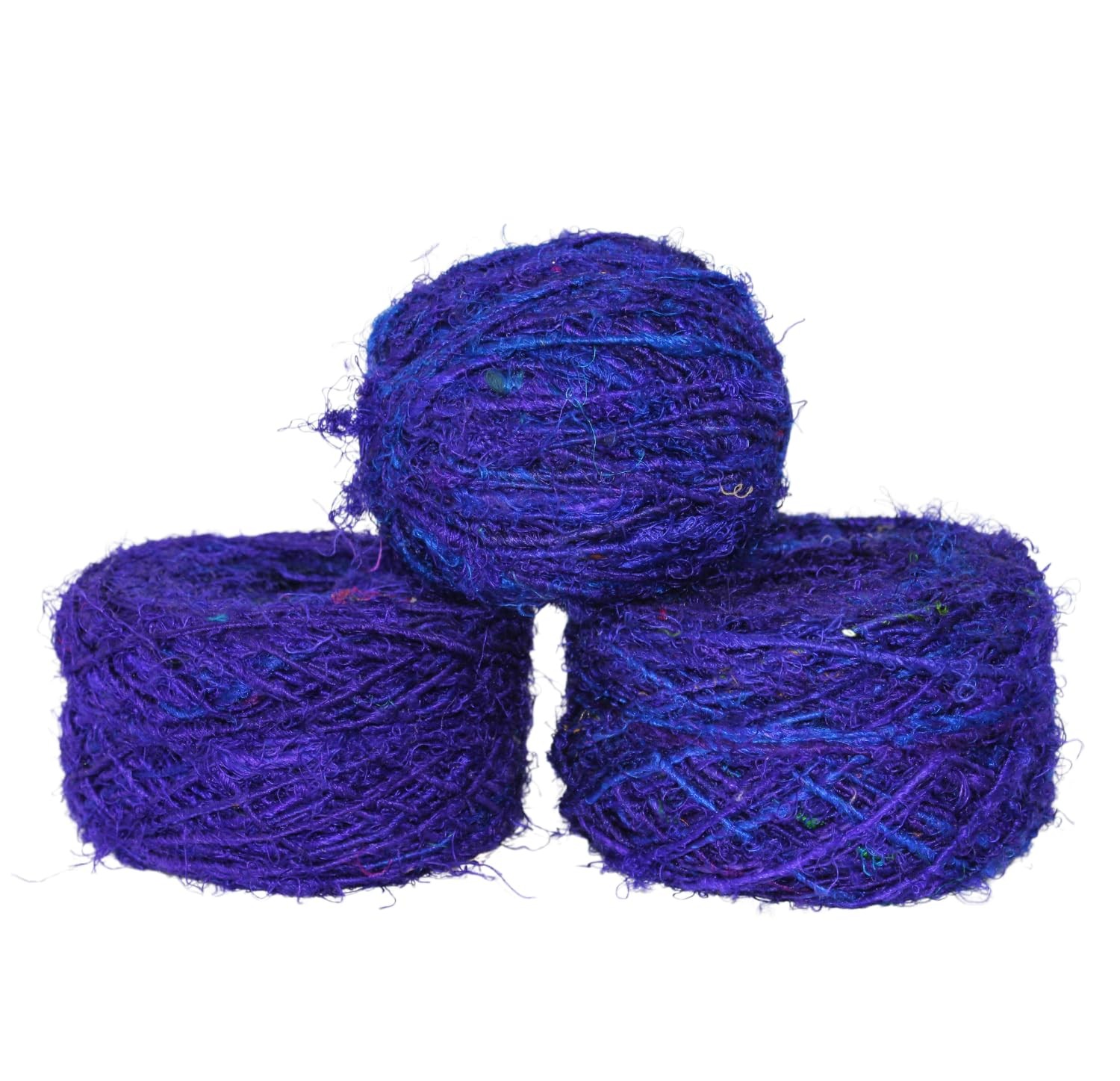 Recycled Sari Silk Yarn – Solid Color Royal Blue (100 Grams)