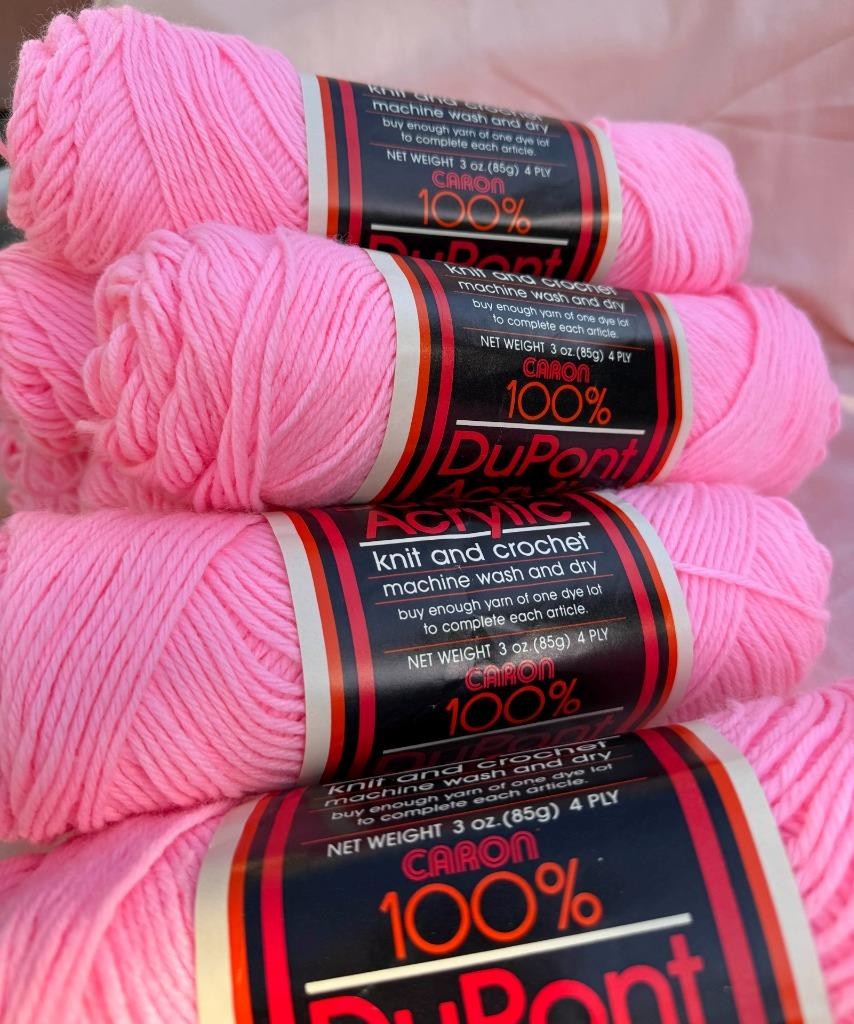 10 Caron Yarn Pink 100% DuPont Acrylic Vintage 4-ply Same Dye Lot USA 3oz Skeins