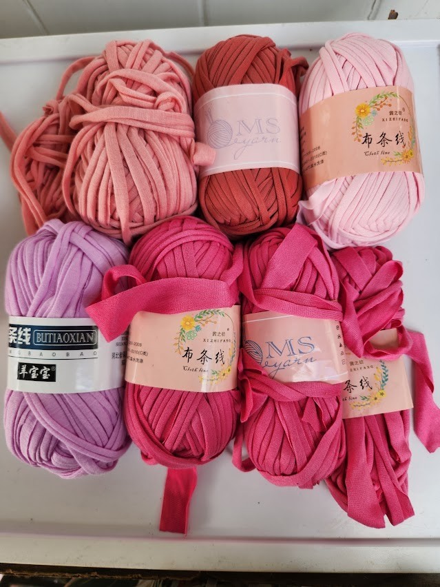 T Shirt Yarn Soft Fabric Yarn Chunky Polyester Crochet DIY Craft Lot Pink Lavend