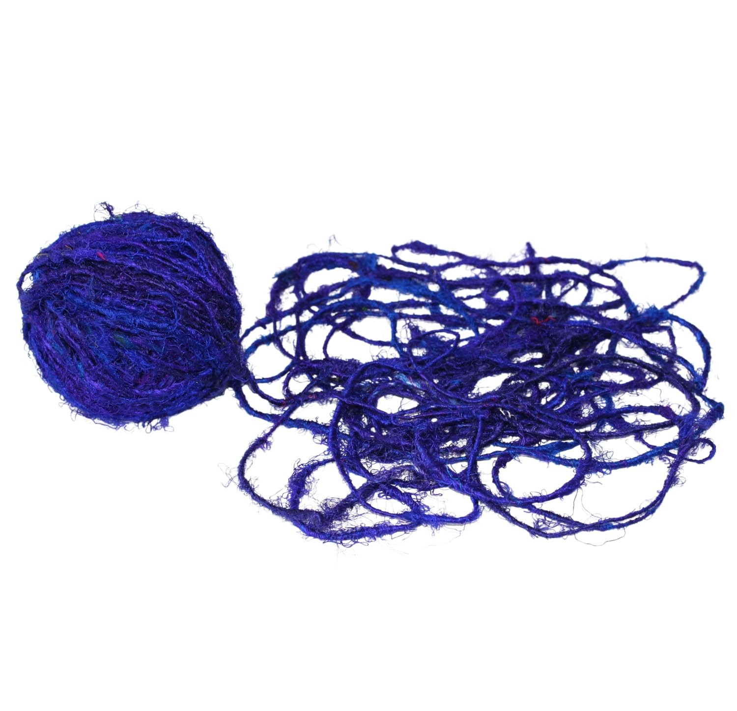 Recycled Sari Silk Yarn – Solid Color Royal Blue (100 Grams)