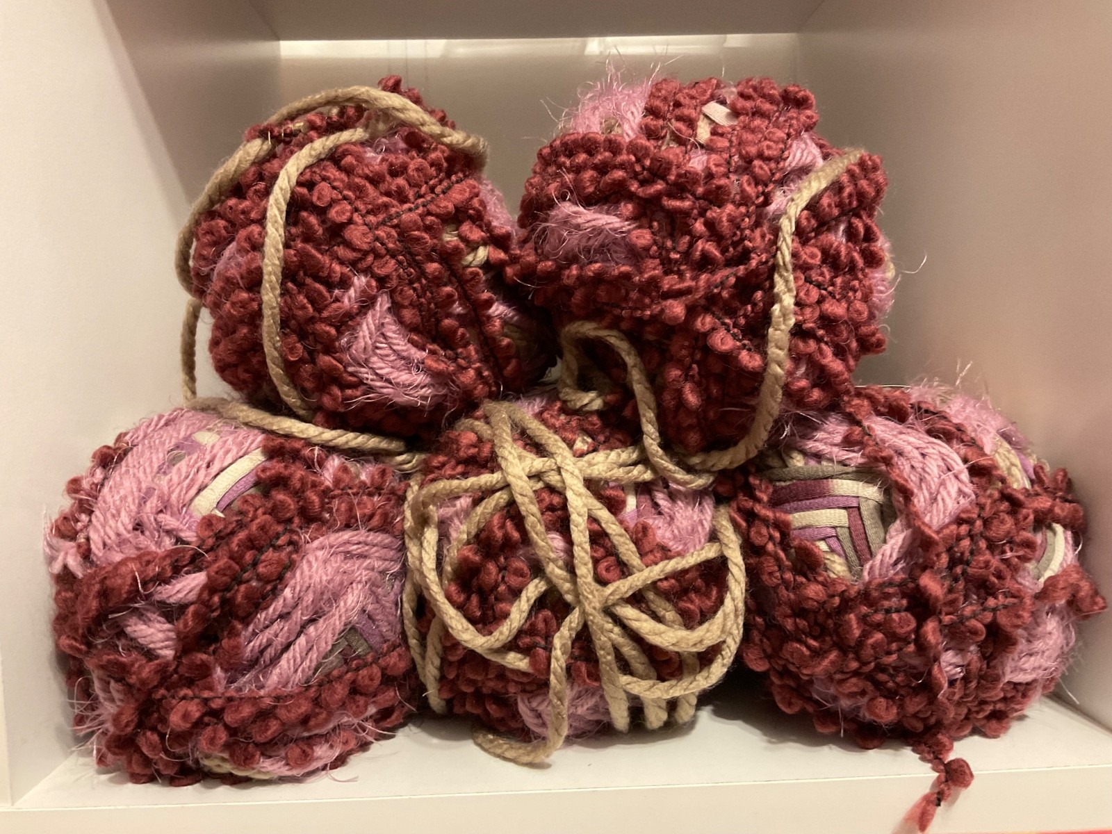 Bernat Mix Home Yarn Lot of 5 Bordeaux Super Bulky