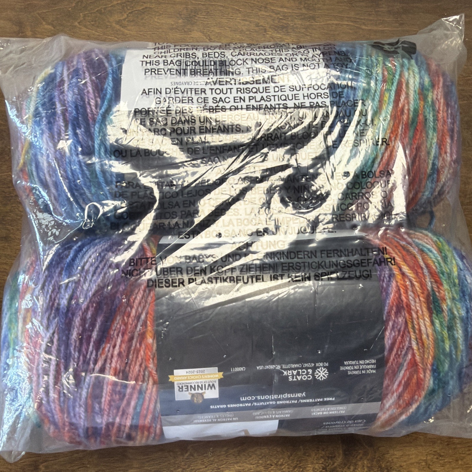 Red Heart Super Saver Bitty Stripes Crayon Box Yarn – 2 Pack of 10Oz/283G