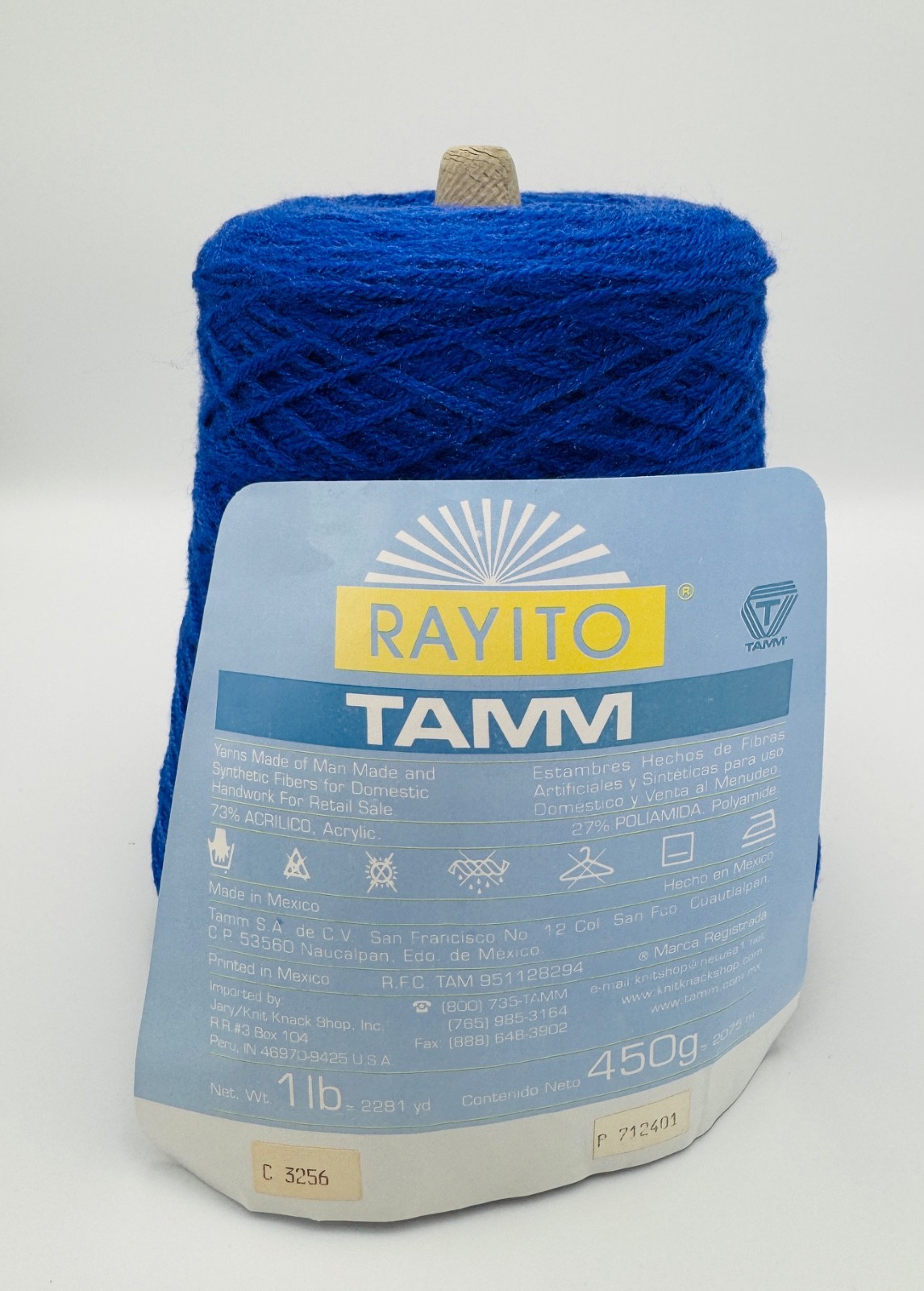 TAMM Rayito Yarn 3256 Royal Blue 1lb ~2281yds Made in Mexico Acrylic NEW