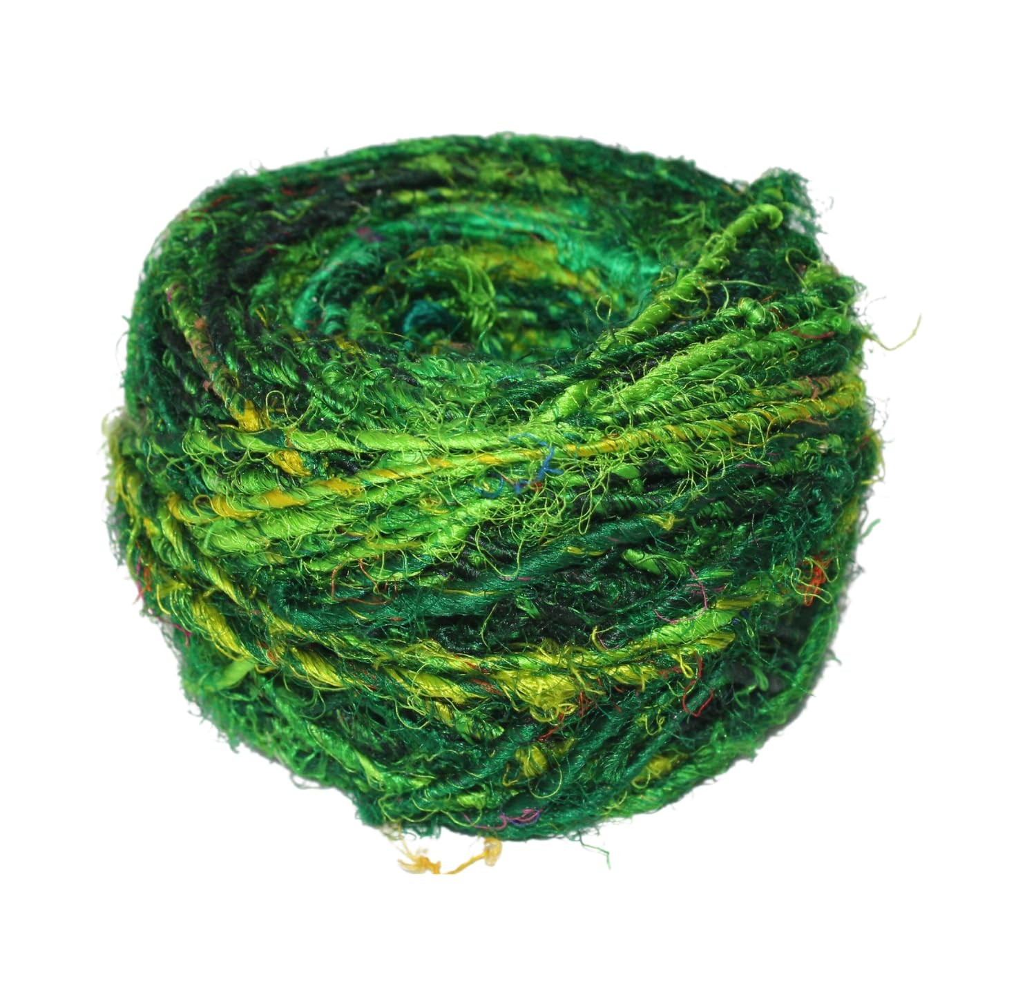 Recycled Sari Silk Yarn – Green – 1 Ball, 90 Yards – Knit Crochet Jewelry