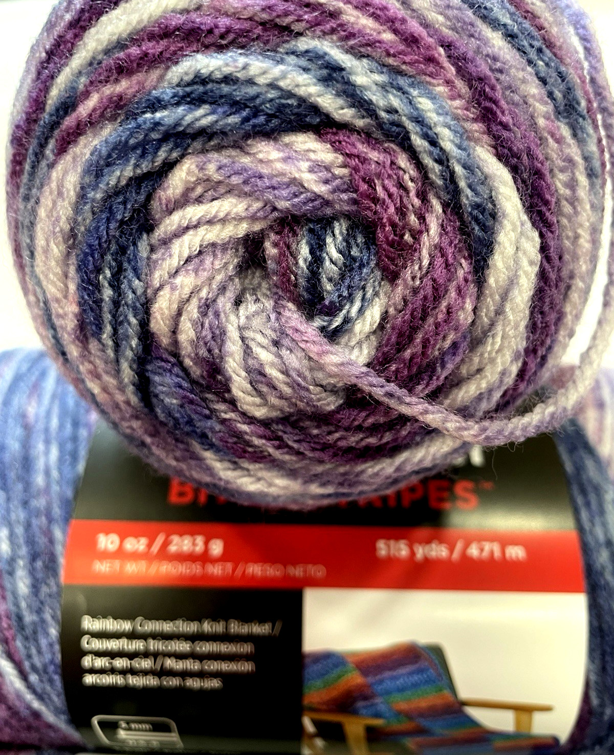 (1 SKEIN) Red Heart BITTY STRIPE YARN “INDIGO” 10oz -#4 Med. 283g/515yds Acrylic