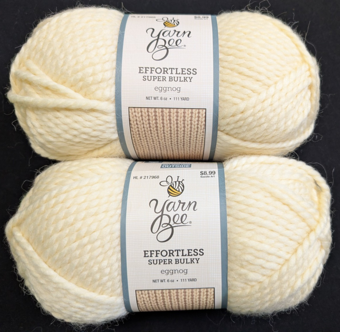 Yarn Bee Effortless Super Bulky – #134 Eggnog – 2 skeins – acrylic/alpaca beige
