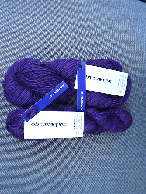 Malabrigo silky merino, 150 yd. per 50 gr. 2 hanks, silk/wool blend purple