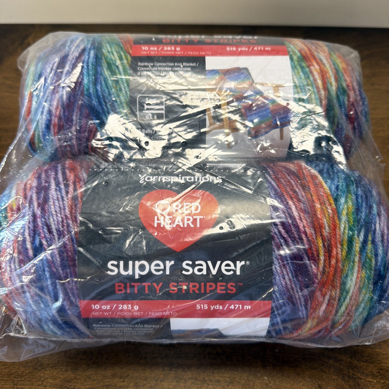 Red Heart Super Saver Bitty Stripes Crayon Box Yarn – 2 Pack of 10Oz/283G