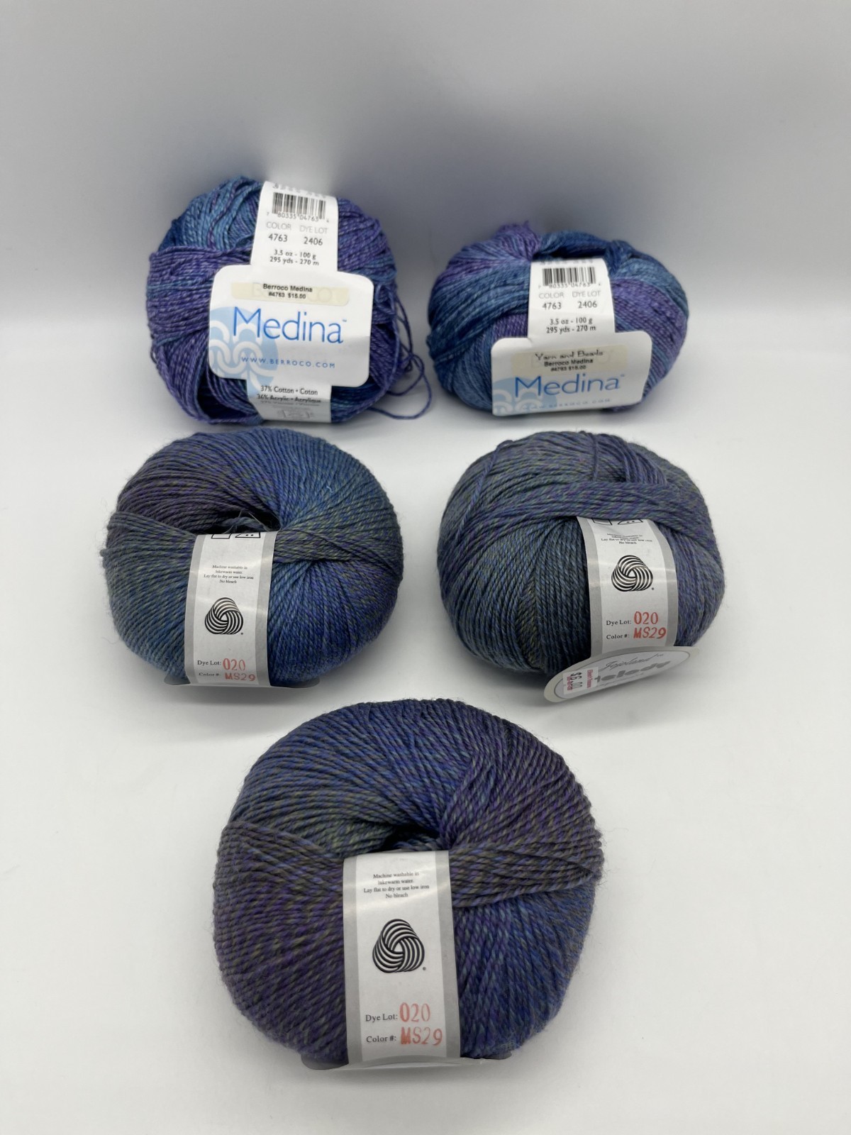 Yarn Lot Jojoland MELODY Superwash MS29 Wool & Berroco Medina 4763 Cotton Blend